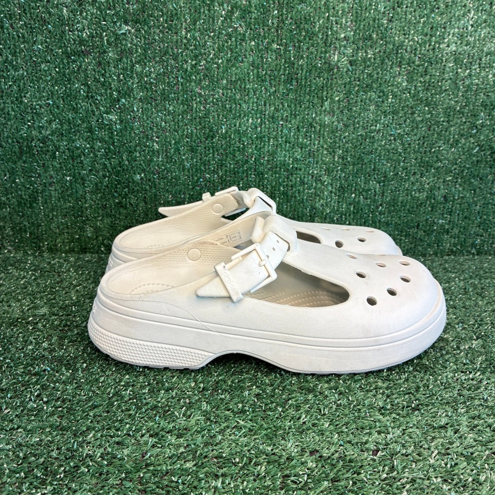 Crocs Classic Mary Jane Platform Buckle Strap Clogs Bone White Womens 10(Mens 8)